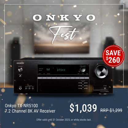 Onkyo TX-NR5100 with promotional text