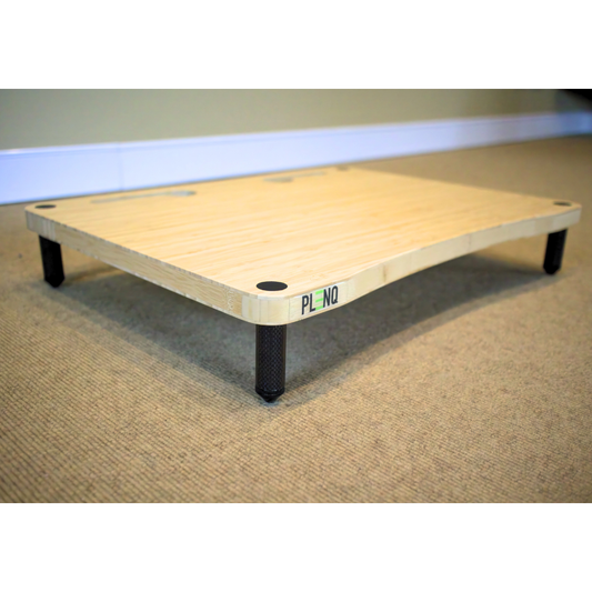 PlenQ Bamboo 1 Single Shelf with Columns sitting on beige carpet