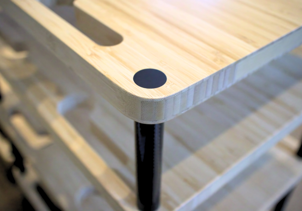 Close up of PlenQ Bamboo 4 Hi-Fi Rack