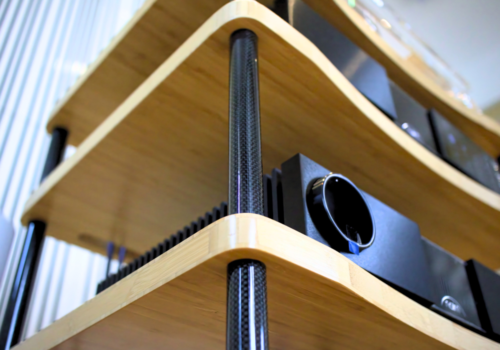 Close up of PlenQ Bamboo 4 Hi-Fi Rack