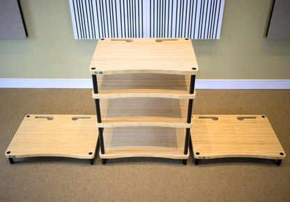 PlenQ Bamboo 4 Hi-Fi Rack with 2 bases on the ground