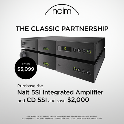 Naim promo offering $2000 off the Nait5si and cd5si on grey background