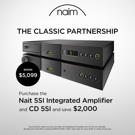 Naim promo offering $2000 off the Nait5si and cd5si on grey background