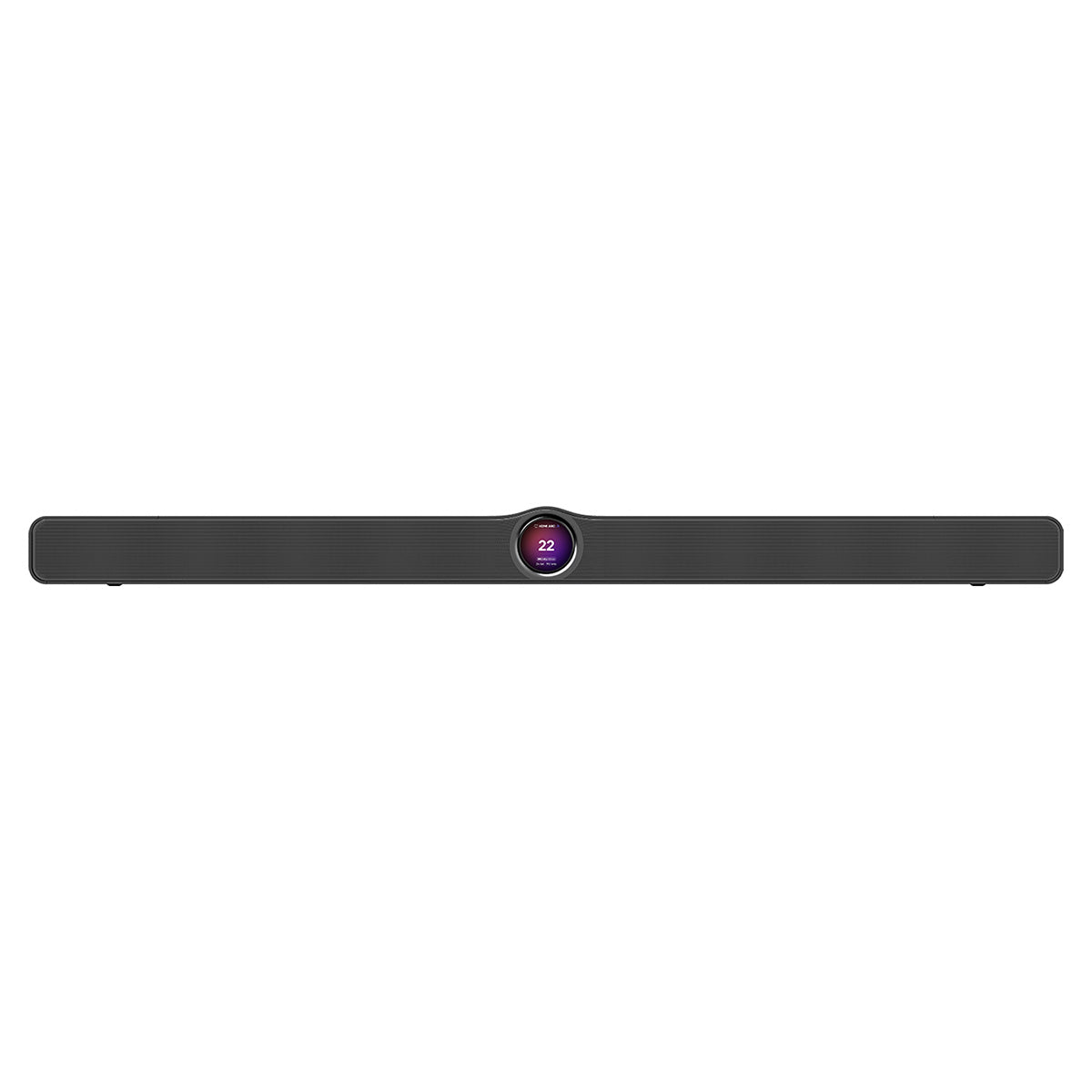 Front view of matte black WiiM Bar 3.0.2 Dolby Atmos Soundbar on white background