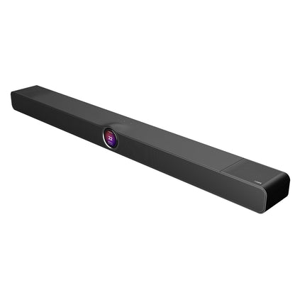 Angle view of matte black WiiM Bar 3.0.2 Dolby Atmos Soundbar on white background
