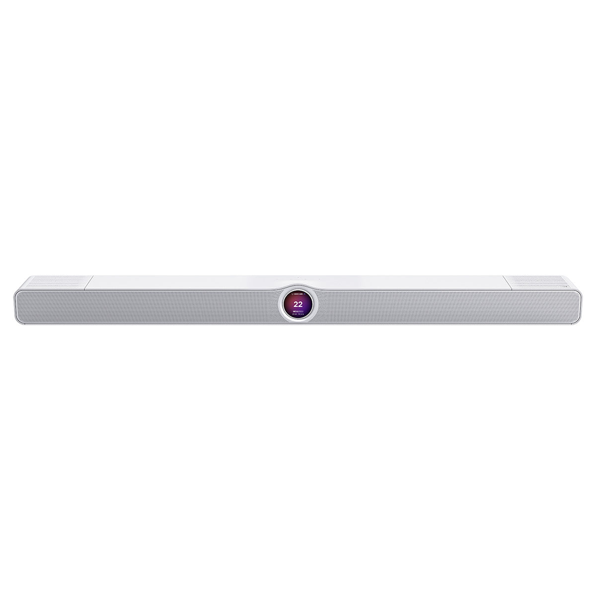 Front view of matte white WiiM Bar 3.0.2 Dolby Atmos Soundbar on white background