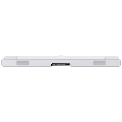 Back view of matte white WiiM Bar 3.0.2 Dolby Atmos Soundbar on white background