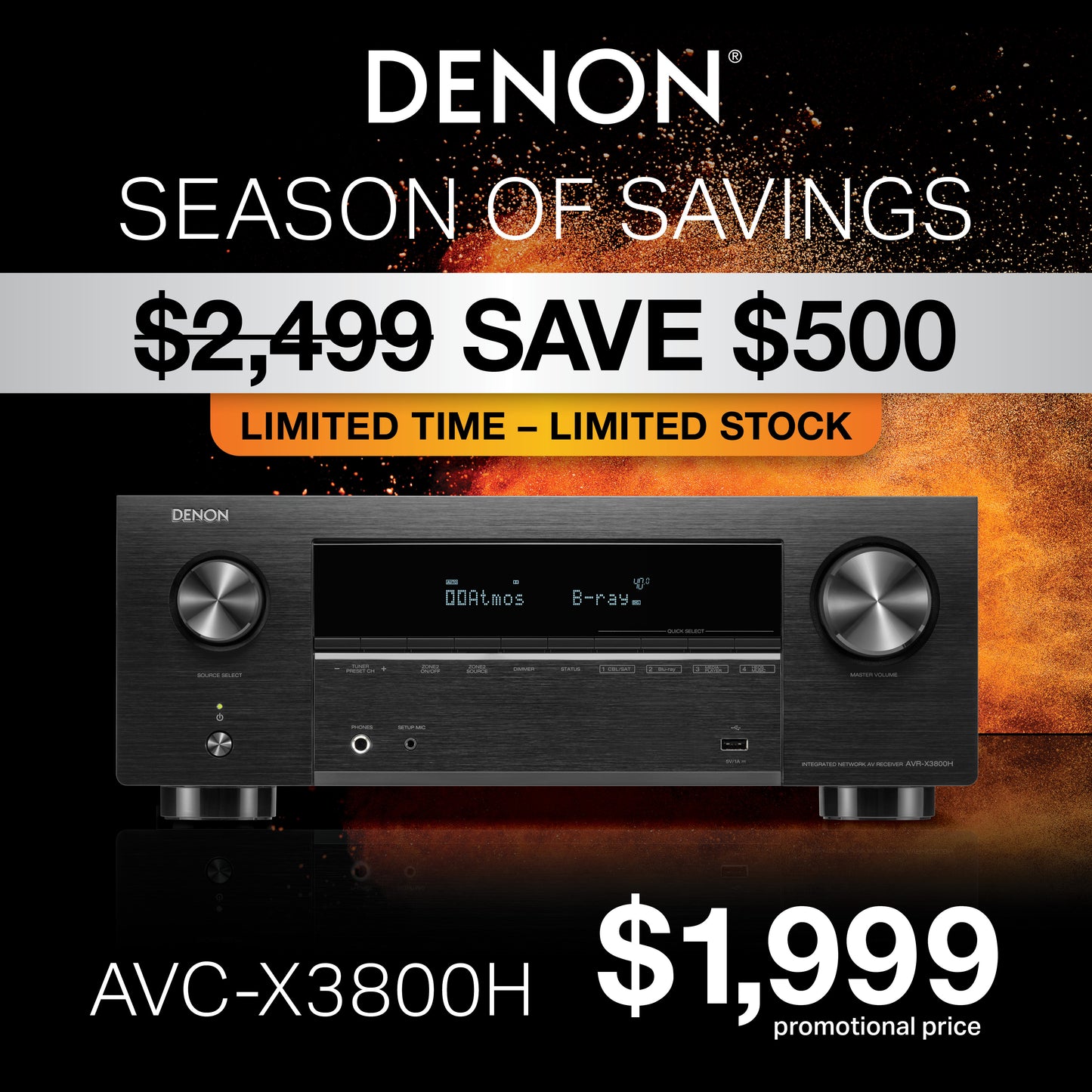 Denon AVC-X3800H 9.4 Channel 8K Home Theatre Amplifier