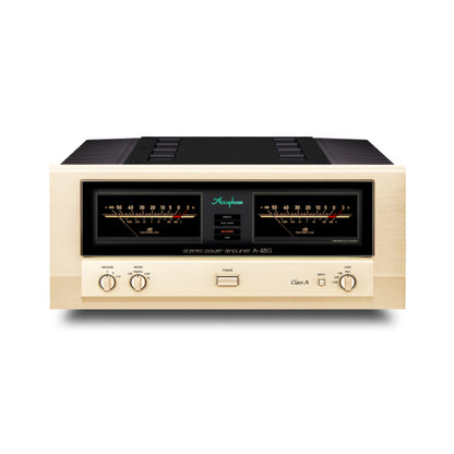 Front view of Accuphase A-48S Class A Stereo Power Amplifier on white background