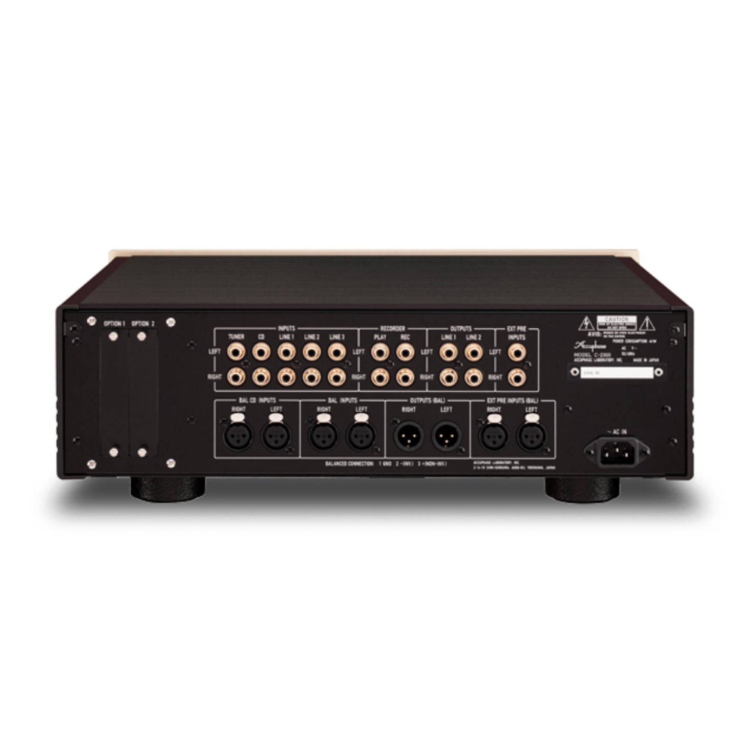 Back view of Accuphase C-2300 Preamplifier on white background