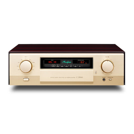 Front view of Accuphase C-2900 Preamplifier on white background