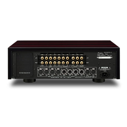 Rear view of Accuphase C-2900 Preamplifier on white background