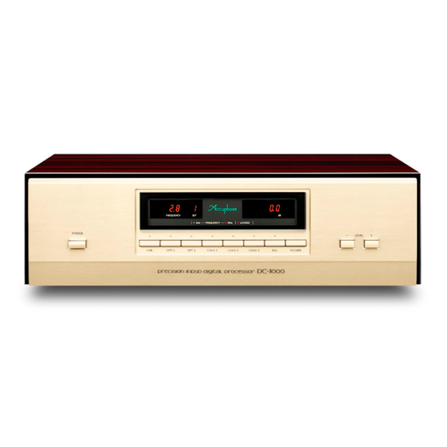 Front view of Accuphase DC-1000 Digital to Analogue Convertor on white background