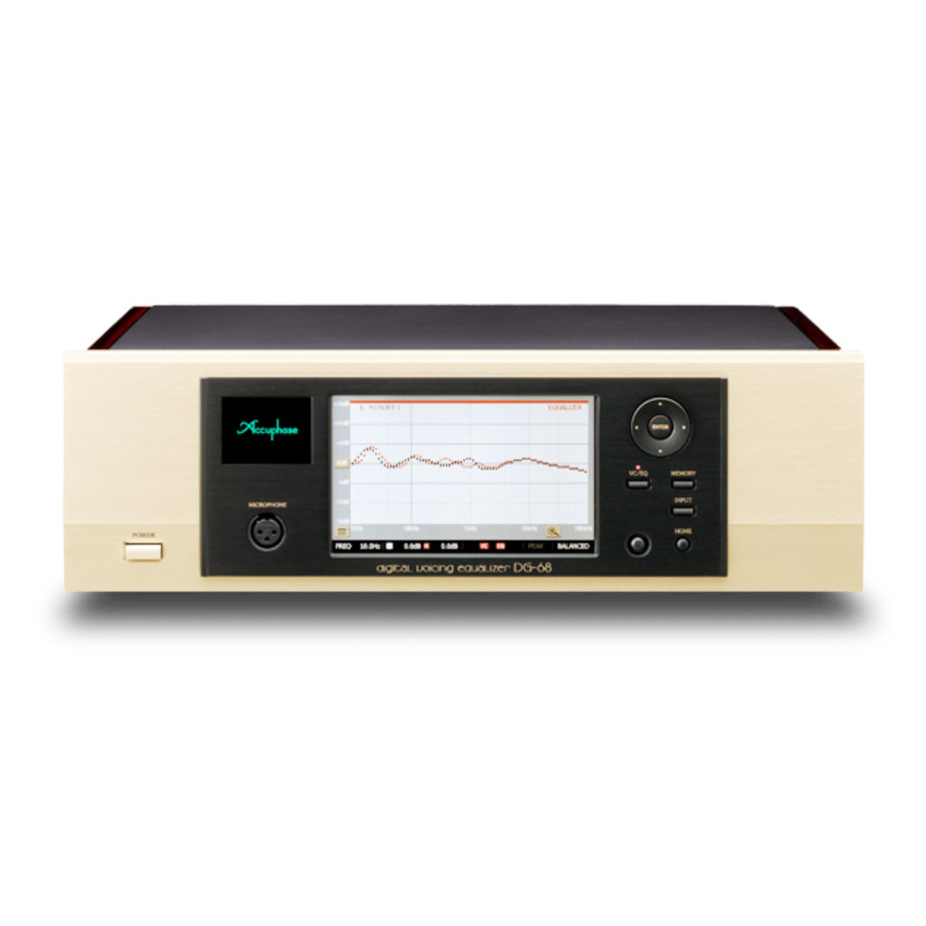 Front view of a Accuphase DG-68 Digital Voicing Equalizer on a white background