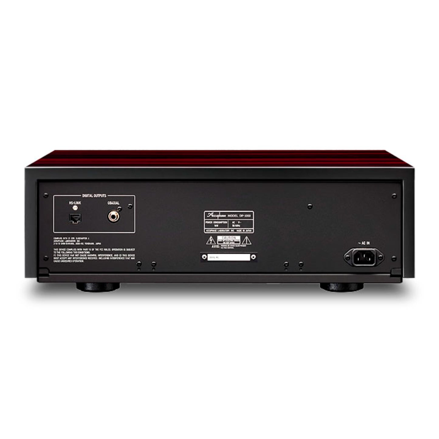 Back view of Accuphase DP-1000 SACD/CD Transport on white background