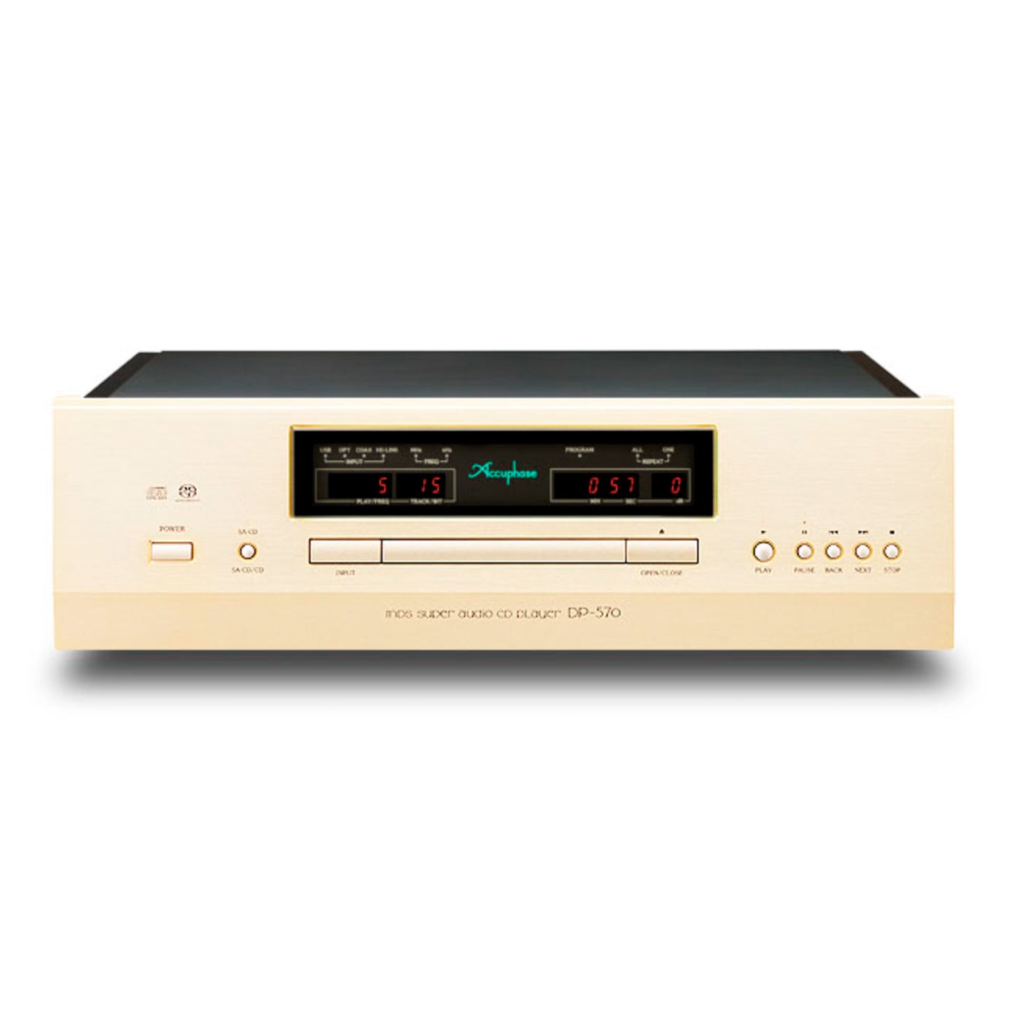 Front view of Accuphase DP-570S SACD/CD Player on white background