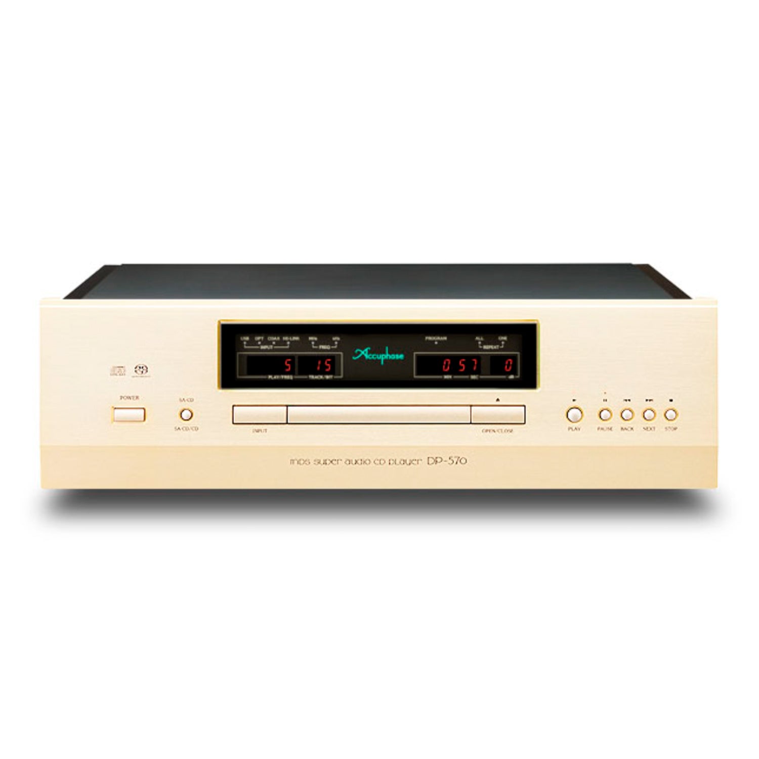 Front view of Accuphase DP-570S SACD/CD Player on white background