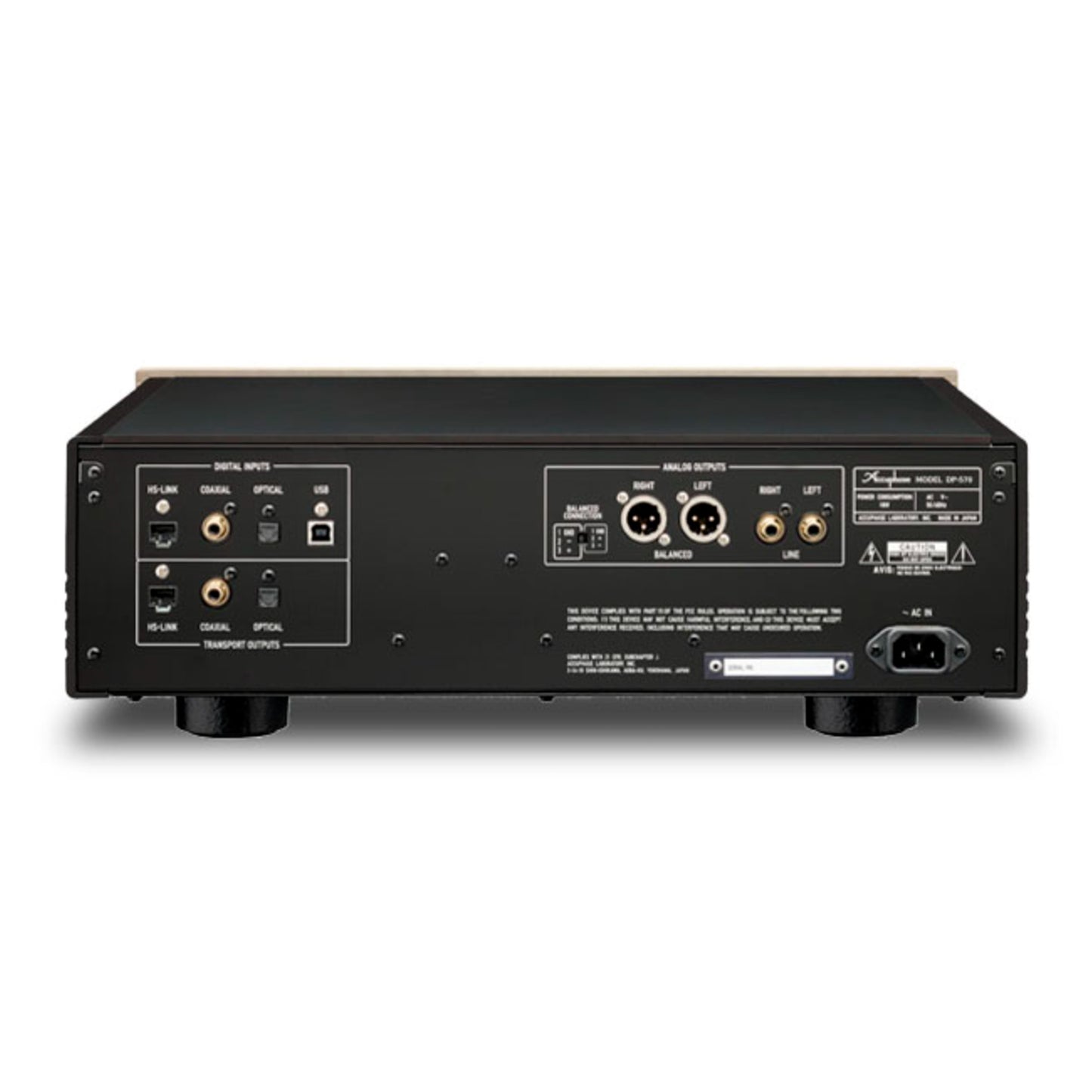 Back view of Accuphase DP-570S SACD/CD Player on white background