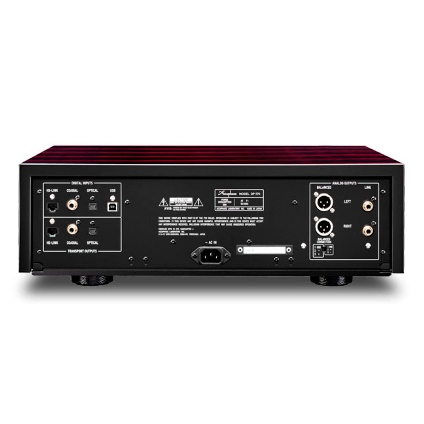 Back view of Accuphase DP-770 SACD/CD Player on white background