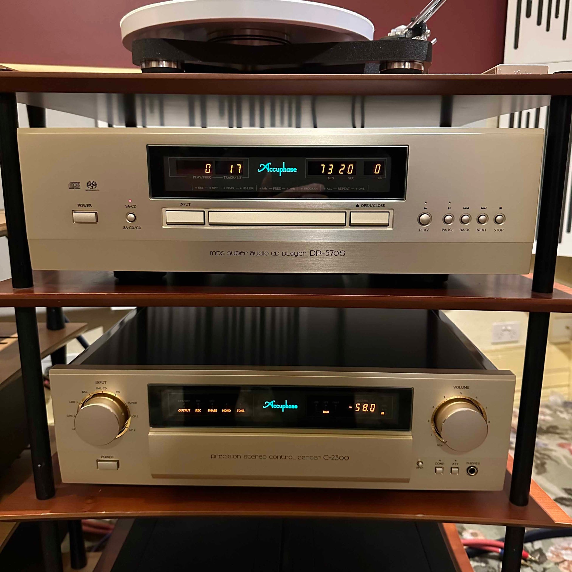 Accuphase DP-570S SACD/CD Player shown on rack with C-2300