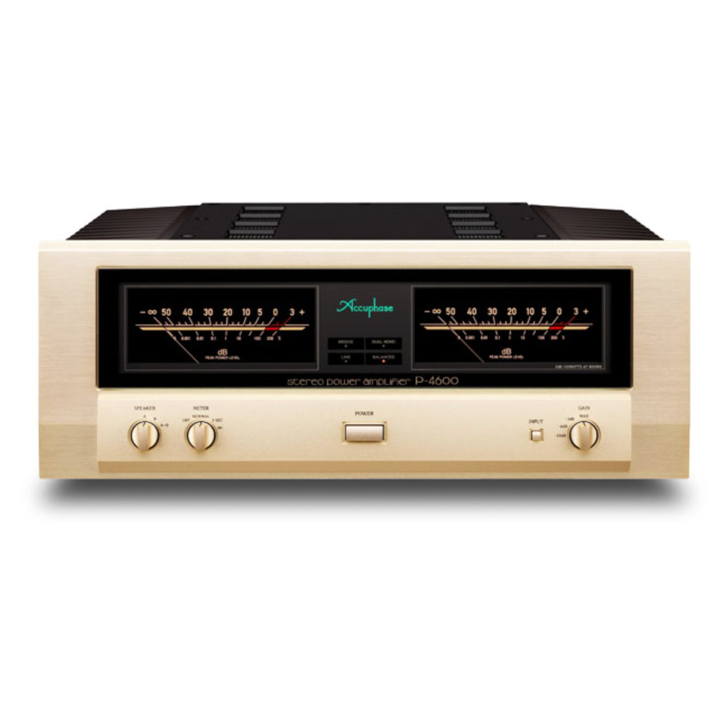 Front view of Accuphase P-4600 Stereo Power Amplifier on white background