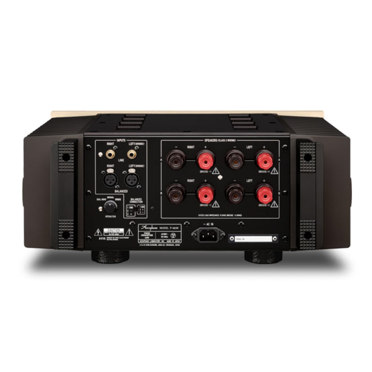 Back view of Accuphase P-4600 Stereo Power Amplifier on white background