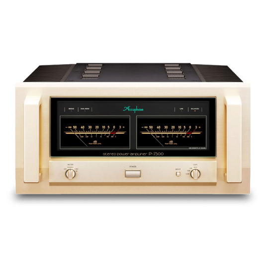 Front view of Accuphase P-7500 Stereo Power Amplifier on white background