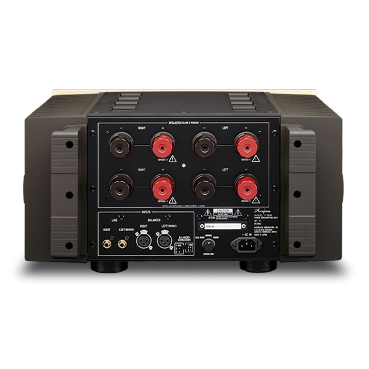 Back view of Accuphase P-7500 Stereo Power Amplifier on white background