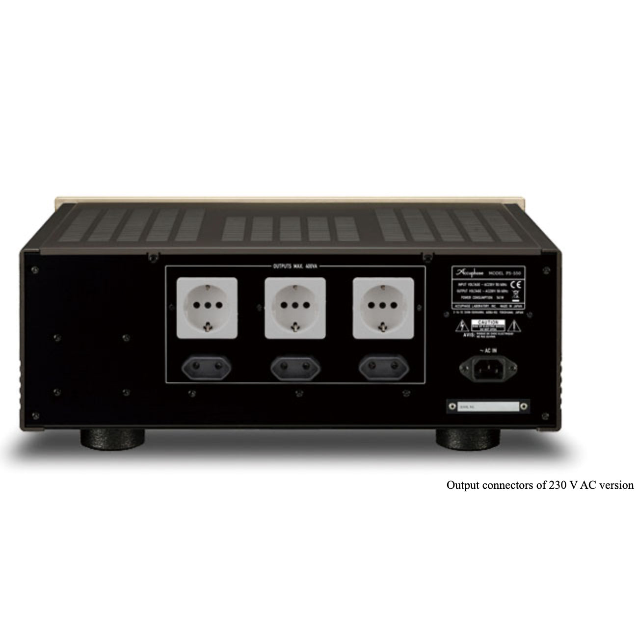 Back view of Accuphase PS-550 Clean Power Supply on white background