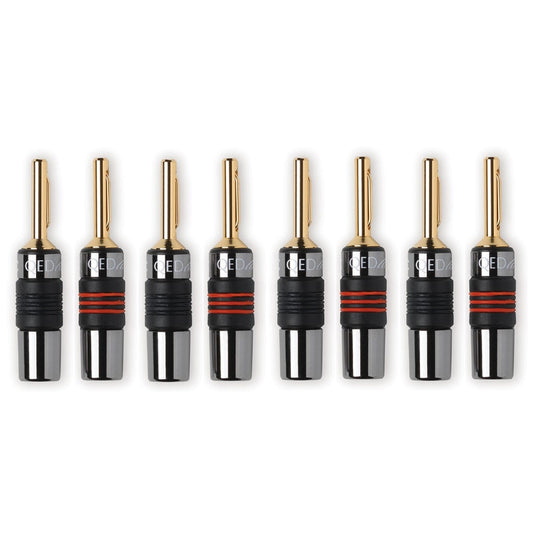 QED Airloc Metal Banana Plugs (8 Pack)