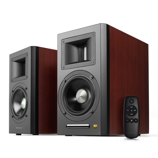 Airpulse A100HD Active Speakers - Shown with Remote Control