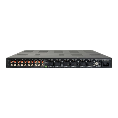 Audio equipment with multiple connectors on a white background