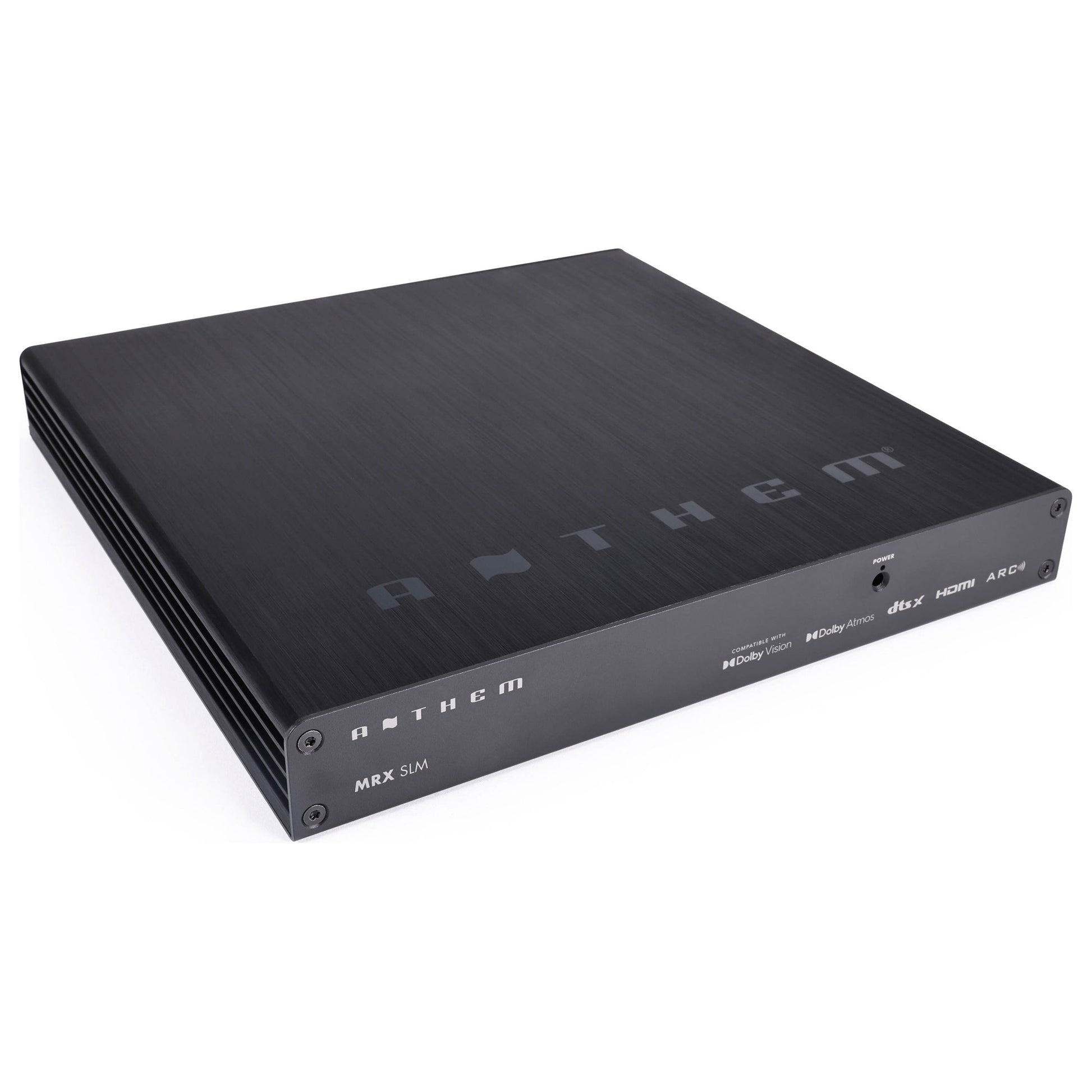 Front angle view of Anthem MRX SLM Compact Home Theatre Receiver on white background