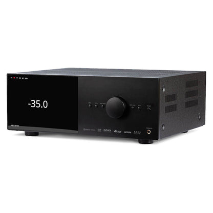 Front angle view of Anthem MRX 540 8K Home Theatre Receiver on white background