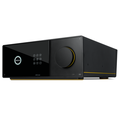 Front angle of the Arcam AVP45 AV Processor on white background