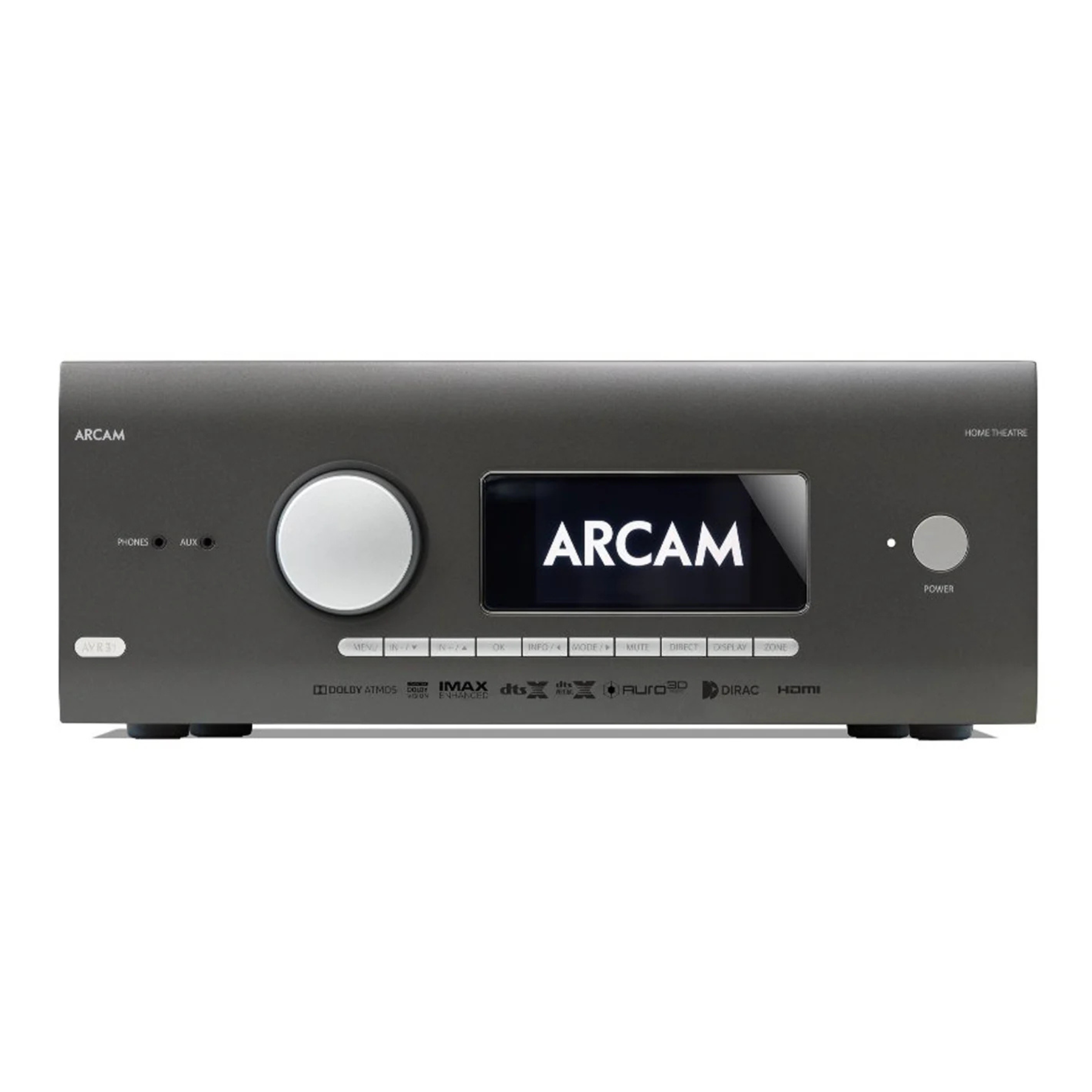 Front view of Arcam AVR31 8K Home Theatre Receiver