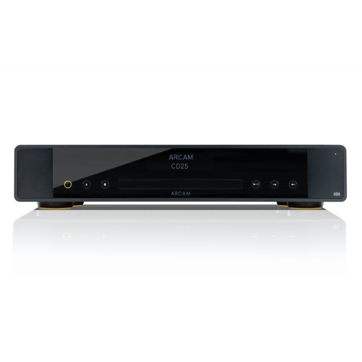 Front view of the Arcam CD25 CD Player on a white background