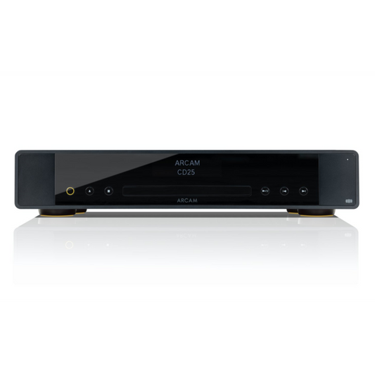 Front view of the Arcam CD25 CD Player on a white background