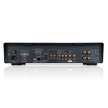 Back view of Arcam A15+ Integrated Amplifier showing connections