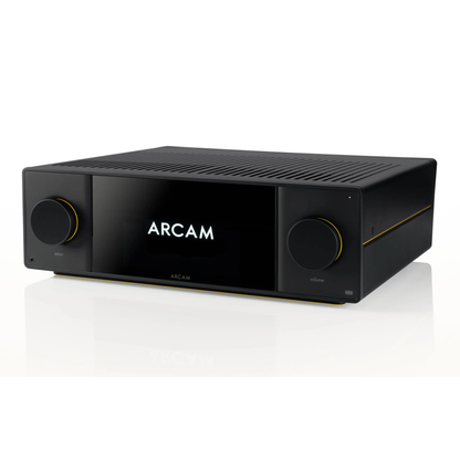 Front angle of Arcam SA45 Streaming Integrated Amplifier on white background