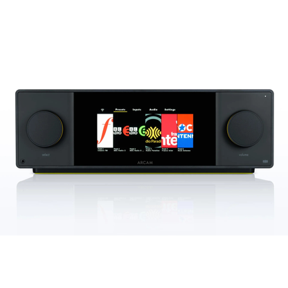 Front view of Arcam SA45 Streaming Integrated Amplifier on white background