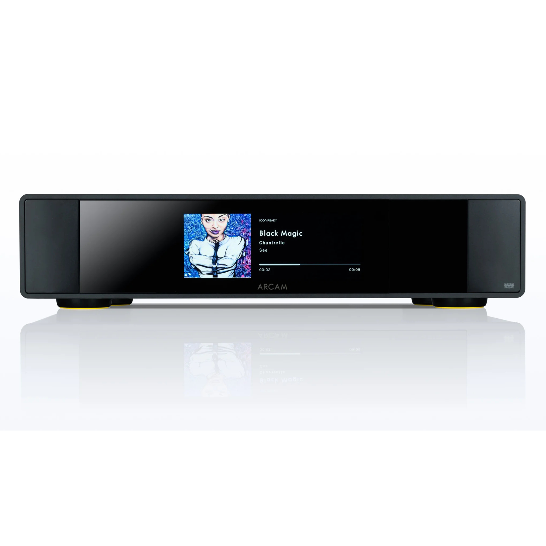 Front view of Arcam ST25 Network Music Player - Showing track details