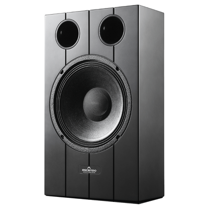 Black Ascendo The10 Passive On-Wall Speaker on a white background