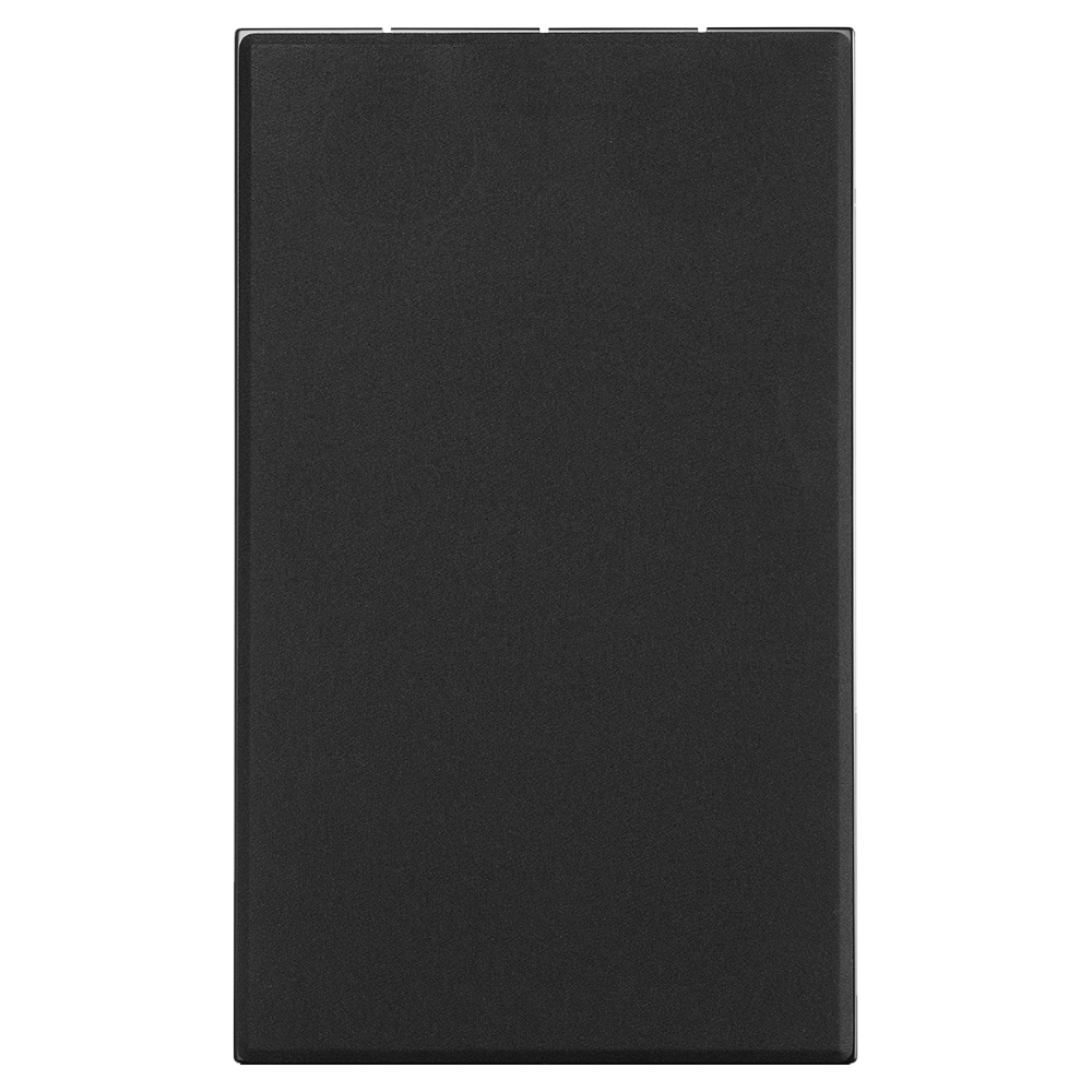 Front view of black Ascendo The10 Passive On-Wall Speaker with grille on