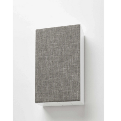 Front view of white Ascendo The10 Passive On-Wall Speaker with grey grille on