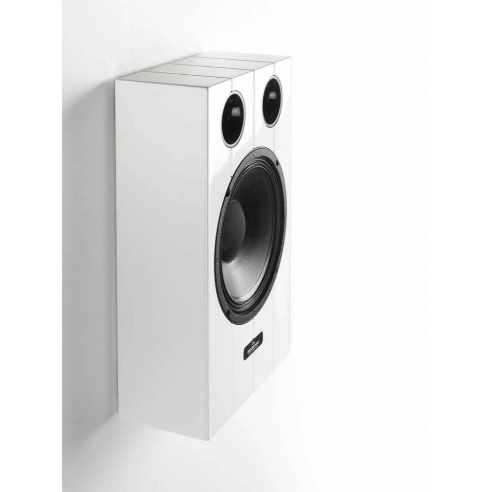 Side view of white Ascendo The10 Passive On-Wall Speaker