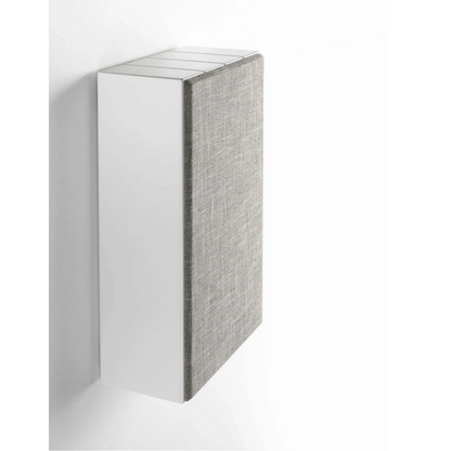 Side view of white Ascendo The10 Passive On-Wall Speaker with grille on