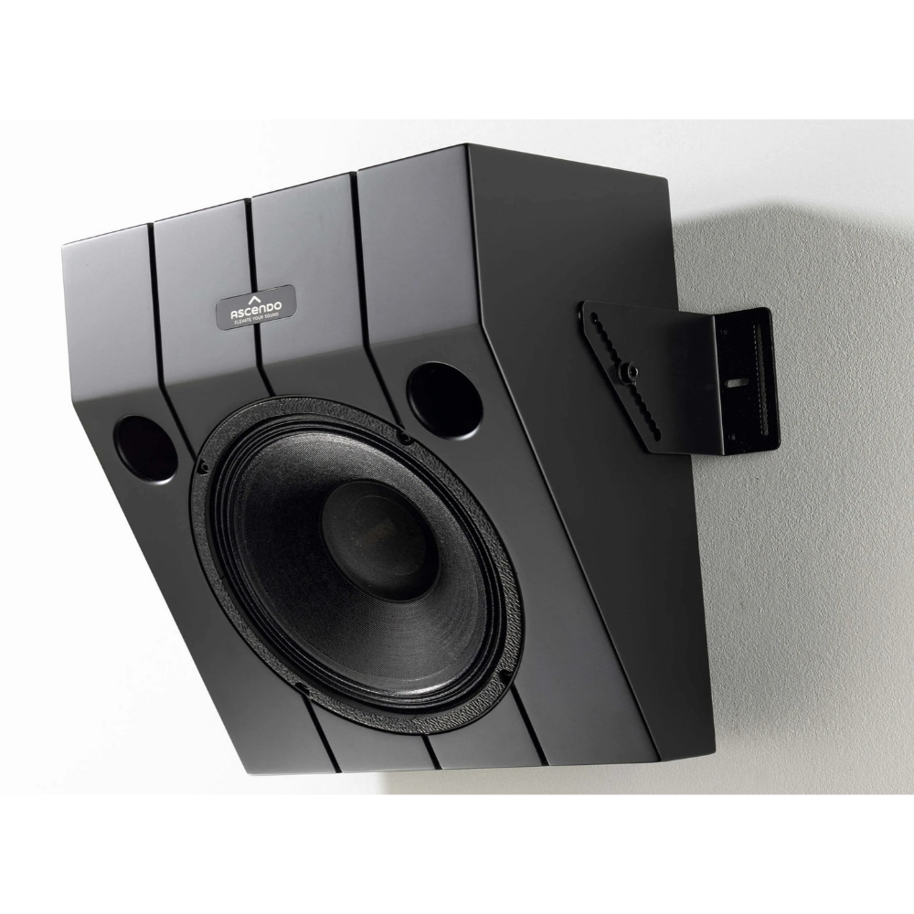 Ascendo The10 Passive Wedge 30 Speaker with grille off mounted on wall