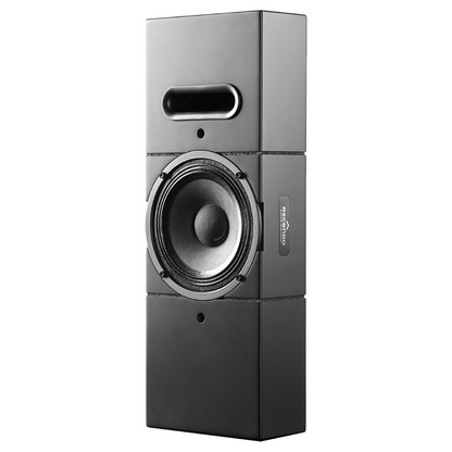 Front angle view of a black Ascendo THE6 Passive Narrow Speaker