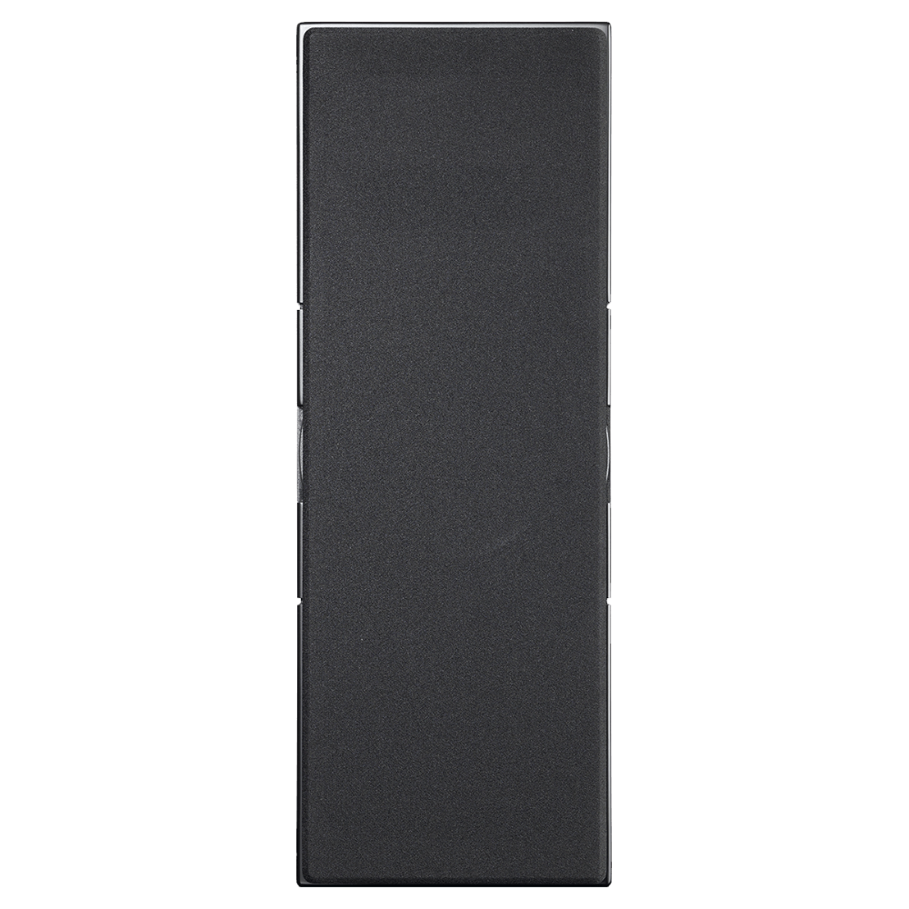 Front view of a black Ascendo THE6 Passive Narrow Speaker with grille on